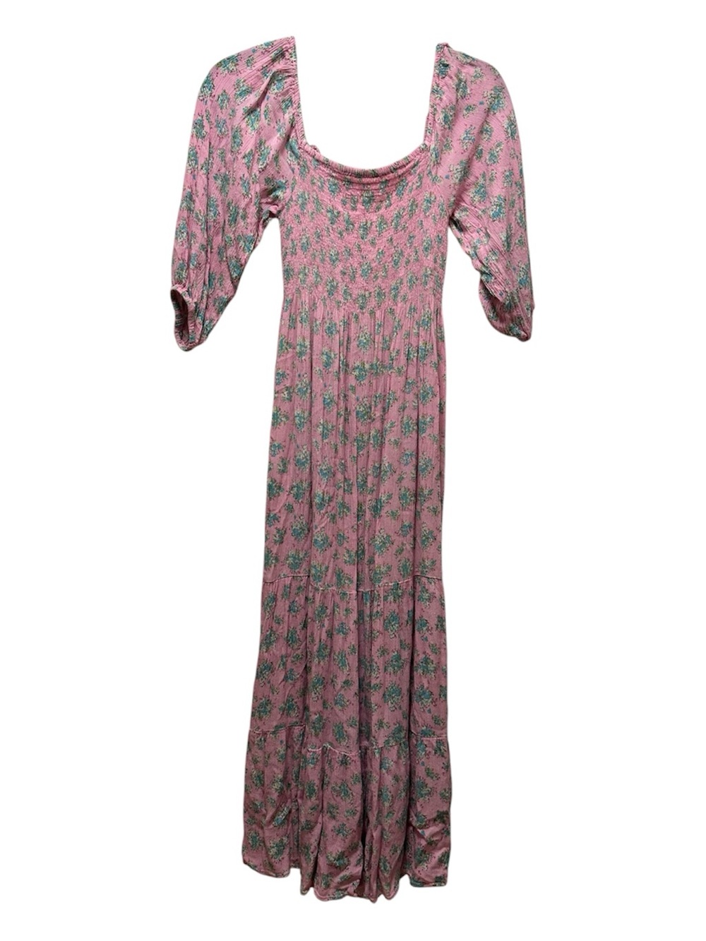 Urban Outfitters Pink Floral Smocked Maxi Dress